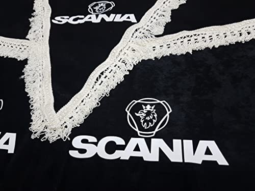 Sertplas Dekorative Vorhänge für LKW mit Fransen Mit Scania-Logo, Schwarz