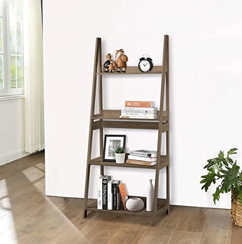 URBNLIVING Modena 4 Tier Wooden Ladder Storage Rack Display Stand Shelving Unit Bedroom (Oak)