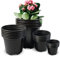 RAOOKIF Lot de 24 Pots de pépinière en Plastique avec Trous de Drainage, différentes Tailles - Pots de Fleurs Ronds Noirs - 7,6 cm, 12,2 cm, 15,2 cm, 15,2 cm