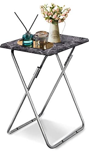 Garden 4 you Portable Folding TV Tray/TV Trays Foldable Dinner Snack Trays Table, Portable Foldable Table Small Sofa Bedside Tables with Light Weight, 15 x 18.9 x 26 in(Black Marble,1PC)