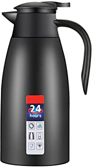 ACMEDE Isolierkanne 2L, Thermoskanne Edelstahl Doppelwandige Vakuumisolierung Kaffeekanne Teekanne Kaffee Topf Thermos für Tee oder Kaffee Druckverschluss hält Getränke 24h Kalt und Warm