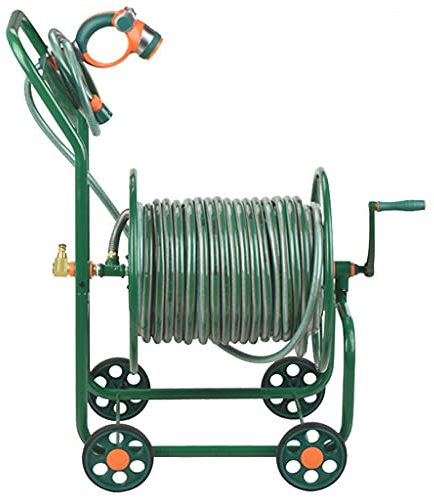 Gartenschlauchwagen Schlauchtrommel mit Rädern Gartenführungsschlauchtrommel 100 m Gartenschlauchtrommel für Garten, Rasen, Terrasse (Farbe: Grün (DN 20), Größe: 100 m)