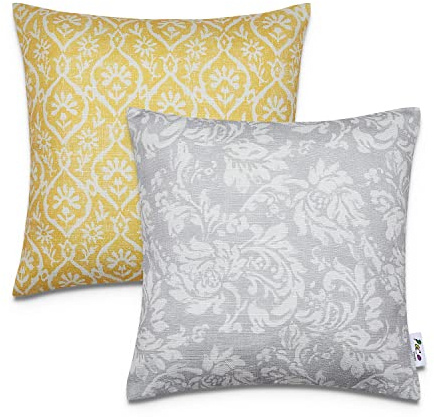 Paco Home 2er Set Kissenbezug 45x45 Dekokissen Kopfkissen Kissenhülle Wetterfest Mehrfarbig Zierkissenbezug Outdoor, Farbe:Gold, Sets:2pcs-Set