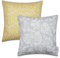 Paco Home 2er Set Kissenbezug 45x45 Dekokissen Kopfkissen Kissenhülle Wetterfest Mehrfarbig Zierkissenbezug Outdoor, Farbe:Gold, Sets:2pcs-Set