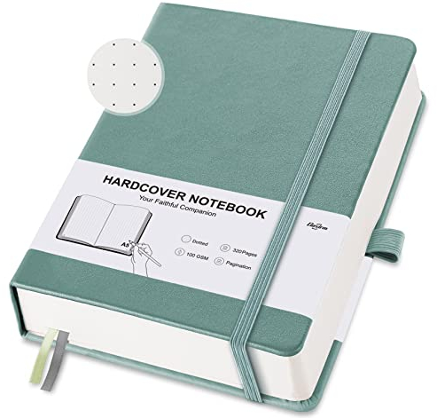 Taccuino A5 Punteggiato, 320 pagine Bullet Dot Journal Quaderno, Carta Spessa da 100 g/m簡 Notebook, copertina rigida e Chiusura ad Elastico, Tasche espandibili, 14,5 x 21,2 cm