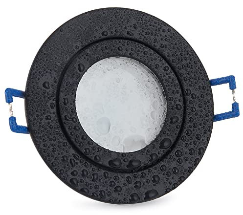 YanFeiYit 1x LED Spots Lampe Leuchte dimmbar Keramik Flach 230V 5W IP44 Schwarz Set (Neutralweiß 4000K)