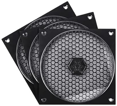 SilverStone 3 x SST-FF121B - Bundle - 120 mm Lüfterabdeckung mit Staubfilter, schwarz, 3 Stück Packung