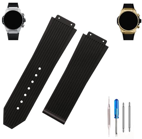 MMBAY Big Bang Ersatz-Uhrenarmband aus Gummi, 25 mm, passend für Hublot, 19 mm x 25 mm x 22 mm, Big Bang Uhrenarmband (ohne Metallschnalle), für Damen und Herren