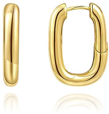 Gold-Creolen für Damen, klein, vergoldet, mehrere Piercings, hypoallergene Ohrringe mit flacher Rückseite, Mini-klobige Gold-Huggie-Creolen, goldene Ohrstecker