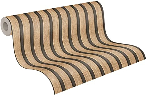 BRICOFLOR Akustikpaneele Tapete hellbraun 3D Vliestapete in Holzoptik ideal für Wohnzimmer und Büro Vlies Holztapete modern