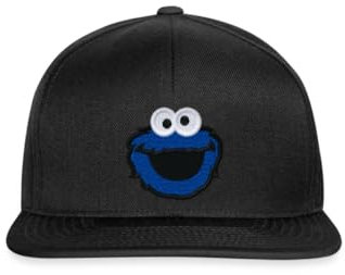 Spreadshirt Sesamstraße Krümelmonster Stick Snapback Cap, One Size, Schwarz/Schwarz