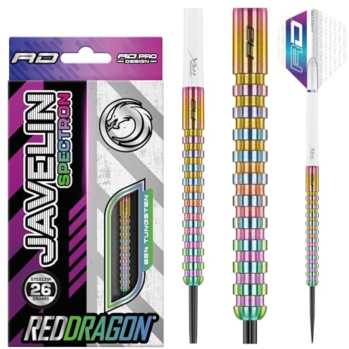RED DRAGON Darts - Javelin Spectron 26g - 85% Wolfram - Professionelles Stahlspitze Dartpfeile Satz mit Flüge & Schäften