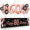 60 Geburtstag Deko Roségold Schwarz,BTZO 60 Geburtstag Banner,Luftballon Zahlen 60,60 Geburtstag Schwarz Rose Gold Luftballons Konfetti Ballons für 60 Frauen und Männer Geburtstagsfeier Deko