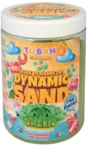 TUBAN Dynamischer Sand 1kg – 1000 g – Kinetischer Sand – Spielsand Spielzeug – Für Kinder – Förderung der Feinmotorik – Trocknet Nicht Aus – Farbe Grün