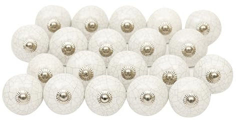 SHYAMVUN White Handmade Assorted Designs Ceramic Door Knobs, Vintage, Shabby Chic, Interior Furniture, Cabinet Cupboard Wardrobe Drawers Pulls Handles (10-Pack)