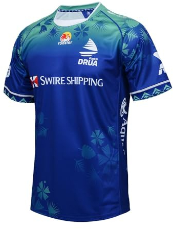 2024 Fidschi Rugby-Trikot, Rugby-T-Shirt, Poloshirt, Herren-Spiel-Trainings-Fußballtrikot (Color : Blue, Size : XL)