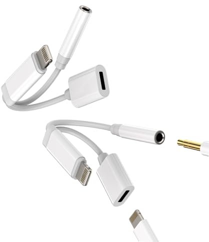 for iPhone AUX Adapter Lightning to 3.5mm Headphone Jack Cable Splitter(2Pack)for Apple MFI Certified Charger Cord Dongle Audio Earphone Music Charging Converter for iPad 7 8 Plus 11 12 13 14 Pro Max