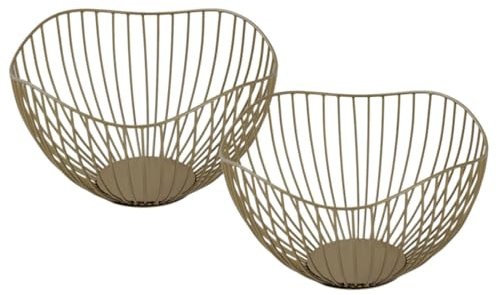 Amago home Obstkorb SET2 Dekokorb Metall ø 25 H 14 cm Brotkorb Obstschale Geschenkkorb Farbe Gold