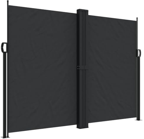vidaXL Auvent Latéral Rétractable, Brise-Vue de Jardin, Écran de Protection, Écran de Balcon Terrasse Arrière-Cour Extérieur, Noir 180x1000 cm