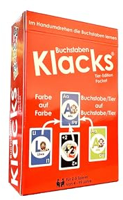 Buchstaben Klacks Tier Edition Pocket– Kartenspiel für Familien, 74 doppelseitige Karten, Perfekt für ABC-Spielspaß und Familienzeit