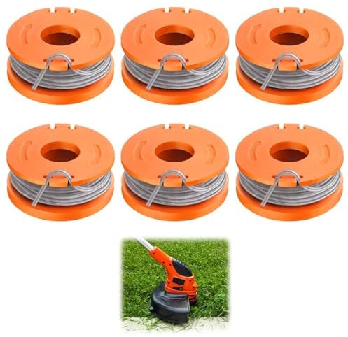 6 Pcs Strimmer Spool Compatible with Mac Allister MGTP 18 Li Trimmer Line, 1.65mm 10ft Autofeed WX150 Spool, Replacement Lawn Mower Grass Trimmer Line for Spear & Jackson S1825CT S3630CT S3630CT2