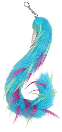 SANRLO Tierschwanz-Schlüsselanhänger, 65 cm, Auto-Schlüsselanhänger, weicher Plüschschwanz, 65 cm, mit Schwanz, a