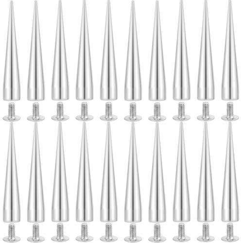 GORGECRAFT 30 Juegos de Tachuelas Plateadas 40mm de Aleación de Metal con Forma de Cono Estilo Punk Redondas con Rosca para Decoración de Artículos de Cuero para Árbol Remaches Grandes Ropa Chaquetas