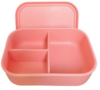 Silicone Leakproof Lunch/Bento Box for Kids and Adults, BPA Free, 3 Compartments, 18.5 x 13.5 x 6 cm, Microwave and Dishwasher Safe, Meal Prep Container
