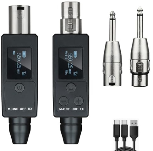 yksiahfi UHF Wireless Microphone Converter Transmitter Receiver for Dynamic Microphone Guitar Receiver Wireless Adapter Easy Install