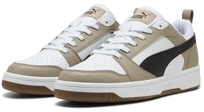 PUMA Rebound V6 Low Unisex Sneaker, Puma Weiß Puma Schwarz Eiskaffee, 38.5 EU