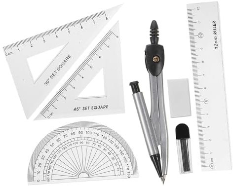 HOODANCOS Kompasse Satz Metall Mit Lineal Winkelmesser Bleistift Und Radiergummi Ergonomisch Geformt Mathe Satz Für Schule Und Studium