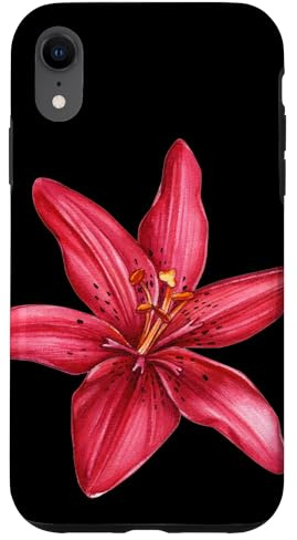 Red Flowers Blooming Tiger Lily Watercolor Floral Lover Case for iPhone XR