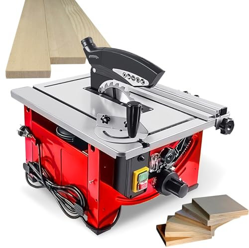 220V Portable Table Saw, 2900W Mini Table Saw Handmade Woodworking Bench Saw DIY Model Crafts Cutting Tool Supply 210mm Circular Saw Blade, Adjustable Cut Depth and Angle, for Woodworking ,52 x 40cm