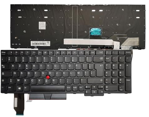 AKGIFT Clavier d'ordinateur Portable Compatible avec Lenovo ThinkPad E580 E585 E590 E595 P52 P72 L580 SN20V77829 5N20V77973 01YP680 01YP640 01YP560 Disposition française Noir sans rétro - éclairage
