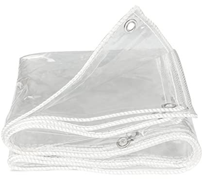 ZLYWE wasserdichte Durchsichtige Plane mit Ösen 0,35 Mm Dick PVC-Weichglas Transparente Wetterfeste Plane Faltbare Terrassenüberdachung, 420g/m (2x6m)
