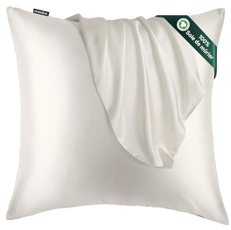 EVERSILK Taie d'oreiller en Soie de Mûrier, 22 Momme, 65x65cm, Blanc