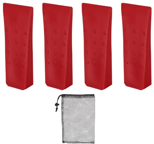 QUARKZMAN Kunststoff Fällkeil 4 Stück ABS Kunststoff Forstkeil 152 mm Rot | Spaltkeil holz Kunststoffkeile Fällkeil mit Tasche Schlagschrauber Fällkeile Forst Zubehör Wald