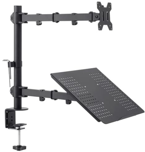 NEWFUN Support PC Portable Bureau, Entièrement Réglable pour 13 à 32 Pouces écran LCD LED & jusqu'à 16 Pouces Ordinateur Portable, Support de Moniteur pour Ordinateur Portable Bureau avec Pince