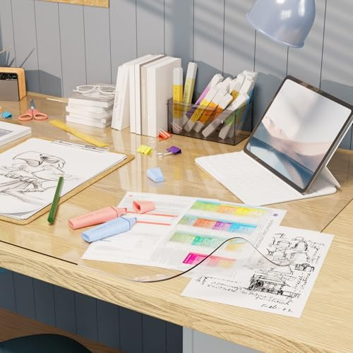 Ultradünne kristallklare Schreibtischmatte/Schutzmatte - Anti-Rutsch-Schreibtischunterlage klar, wasserdichte kratzfeste Oberfläche für Zuhause/Büro (60 * 35CM) - leicht zu reinigen, langlebig