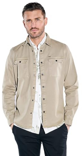emilio adani Herren Overshirt in Twill-Warenqualität, Sand