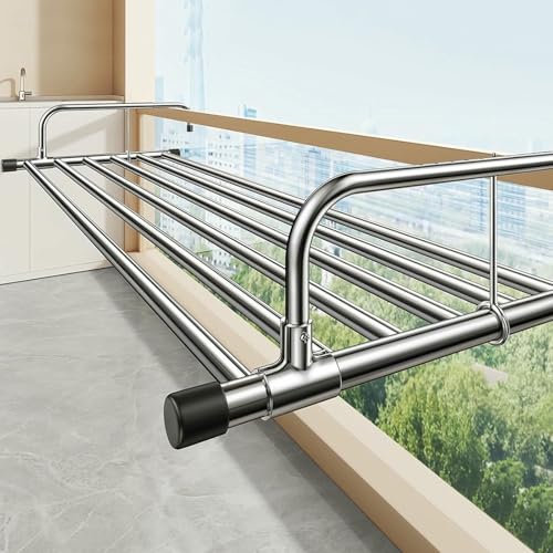 VYUJHNBG Tendedero de radiador, Tendedero Plegable de Acero Inoxidable, Tendedero Extensible, para Ventanas de Seguridad, barandillas y Ventanas