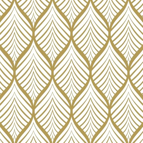 AMIGO Or et Blanc Décoller et Coller Papier Peint Style Bohème Vinyle Papier Contact Feuille Papier Peint Salle de Bain Autocollant Pour Armoires 44.5x2000cm