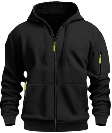 Felpa con Cappuccio e Cerniera Tinta Unita da Uomo Felpe con Tasche e Polsini Elastici Leggera e Funzionale Maglia Semplice Elegante Classici Maglie Casual Pullover Sportiva Hoodie Autunno e Inverno