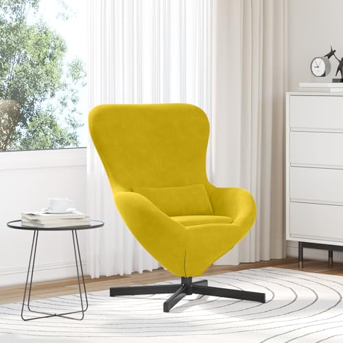 ZQQLVOO Ei-Stuhl Gelb Samt cocktailsessel ohrensessel mit hocker for Innenraum Wohnzimmer