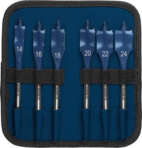 Bosch 6x Set de brocas fresadoras planas EXPERT Self Cut Speed | para Madera blanda, Aglomerado, Ø 14,00, 16,00, 18,00, 20,00, 22,00, 24,00 mm, Professional Accesorios Taladro