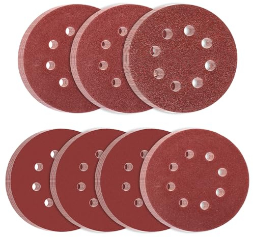 40 Pcs 125mm Sanding Discs with 8 Holes for Orbital Sander Pads | 60 Grit Round Sanding Paper , Hook and Loop Sandpaper for Wood Walls Metal, et