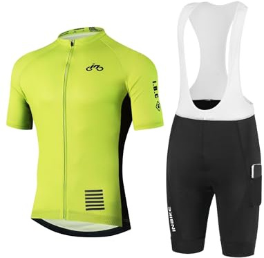 INBIKE Herren Fahrradtrikot Set mit Seitentaschen 3D Sitzpolster Schnelltrocknend Atmungsaktiv für Radfahren MTB Reflex-Elemente Silikon-Gri S223