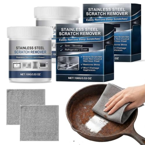Stainless Steel Scratch Rust Remover Paste, 100g Multi-Purpose Scratch Remover Paste, Stainless Steel Scratches Repair Kit For Oven, Sink, Pots and Pans