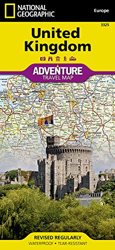 United Kingdom Adventure Map by National Geographic – Waterproof Travel Map of England, Scotland, Wales & Northern Ireland – Foldable UK Road & Heritage Map