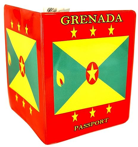 (30+ Designs) Passport Cover Holder Protector Wallet Case Mens Womens for Travel Holiday & Luggage Tag Options (Grenada)
